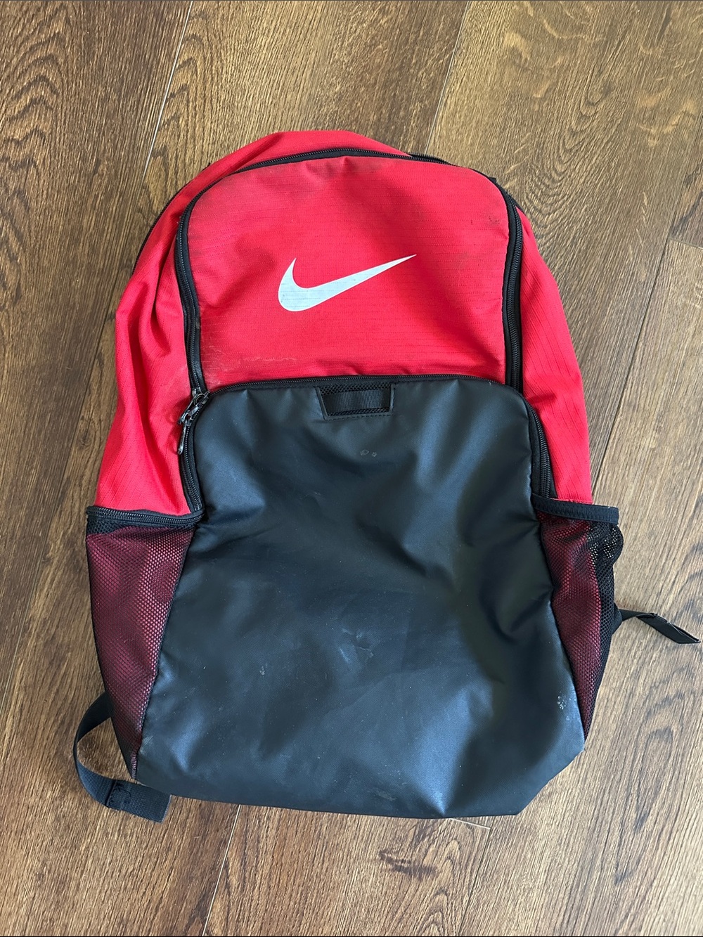 Nike Red and Black Backpack with White Swoosh